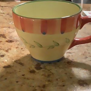 Pfalzgraff Jumbo Mug oversized Coffee or Soup Mug Used Orange, Yellow & Blue
